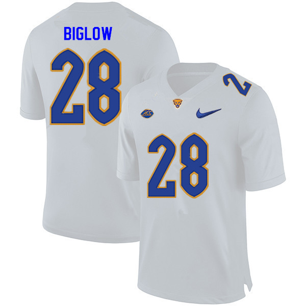 Men #28 Noah Biglow Pitt Panthers College Football Jerseys Sale-White